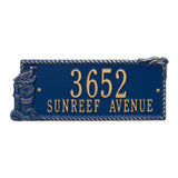 Whitehall Seagull Rectangle 2-Line Personalized Address Plaque - Blue/Gold