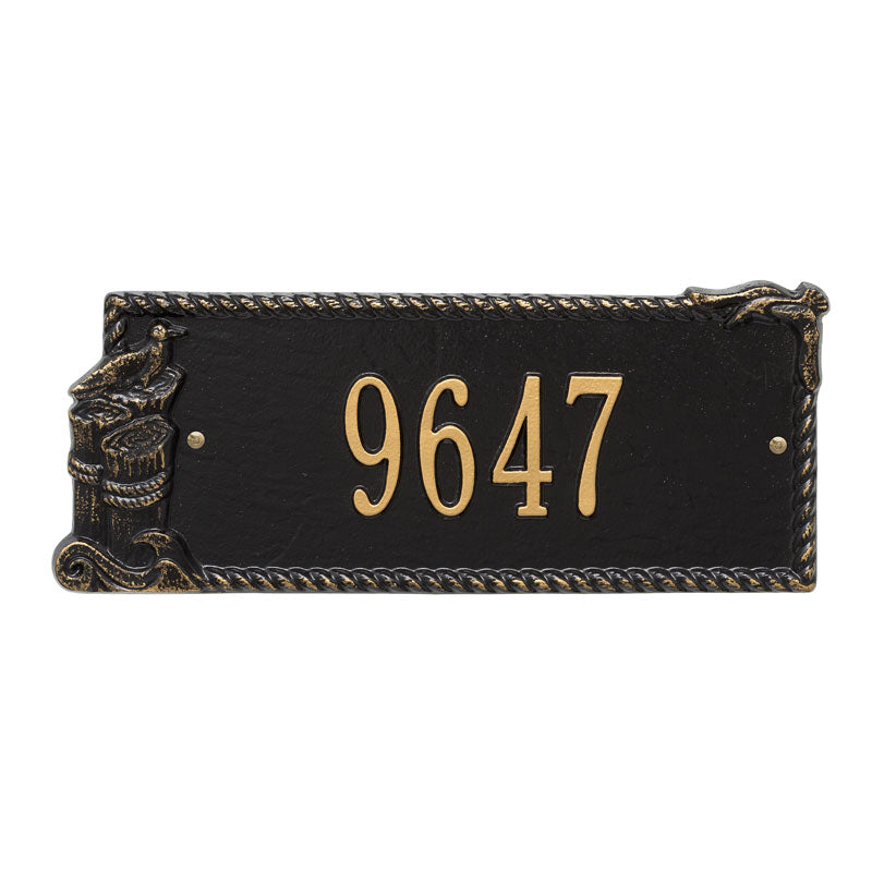 Whitehall Seagull Rectangle Personalized Plaque - Black/Gold