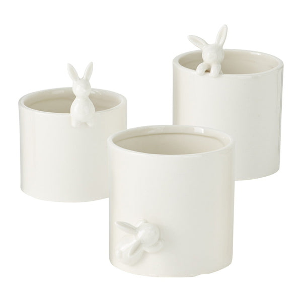 Accent Decor Peeking Bunny Ceramic Pot By Accent Decor