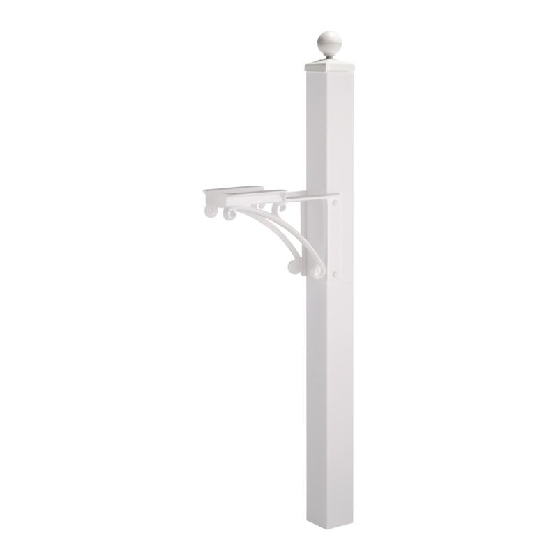Whitehall Deluxe Post & Brackets with Ball Finial - White