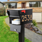 Whitehall MailVault Mailbox with Standard Post & Stand-Off Numbers Personalized Plaque - lifestyle
