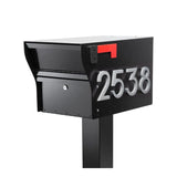 Whitehall MailVault Mailbox with Standard Post & Stand-Off Numbers Personalized Plaque - Black/Silver