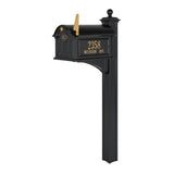 Whitehall Balmoral Mailbox Side Plaques, Personalized Monogram & Post Package - Black