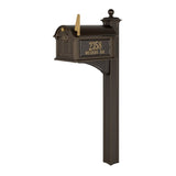 Whitehall Balmoral Mailbox Side Plaques, Personalized Monogram & Post Package - Bronze
