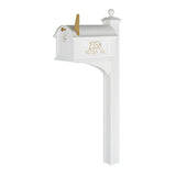 Whitehall Balmoral Mailbox Side Plaques, Personalized Monogram & Post Package - White