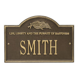 Whitehall Life and Liberty 1-Line Personalized Address Plaque - Antique Brass
