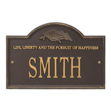 Whitehall Life and Liberty 1-Line Personalized Address Plaque - Bronze/Gold