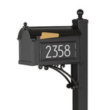 Whitehall Modern Deluxe Capitol Mailbox Post Package Personalized Plaque - Black/Silver