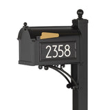 Whitehall Modern Deluxe Capitol Mailbox Post Package Personalized Plaque - Black/White