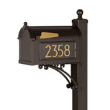 Whitehall Modern Deluxe Capitol Mailbox Post Package Personalized Plaque - Bronze/Gold