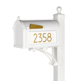 Whitehall Modern Deluxe Capitol Mailbox Post Package Personalized Plaque - White/Gold