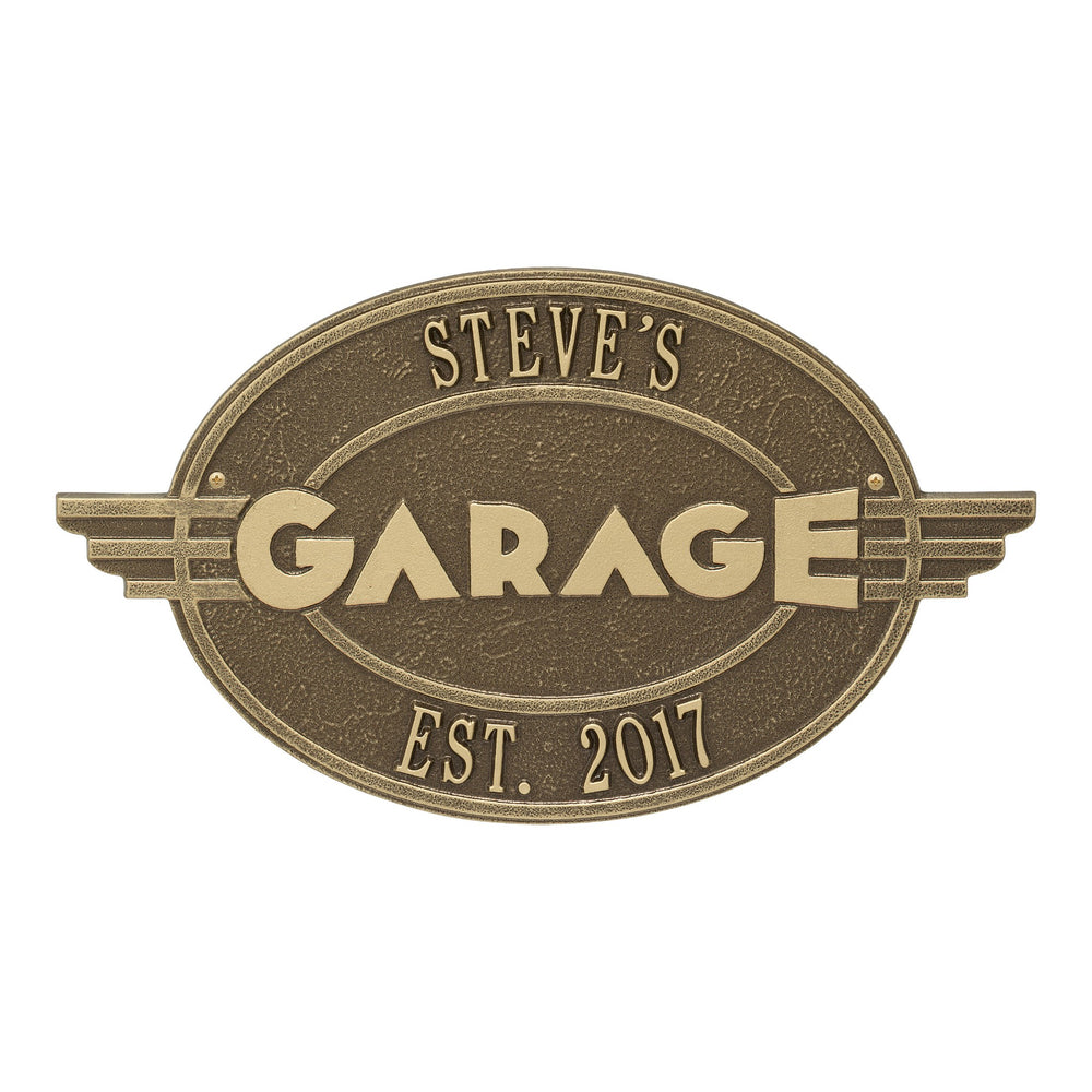 Whitehall Moderno Garage Personalized Plaque - Antique Brass