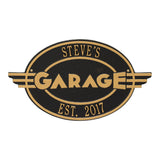 Whitehall Moderno Garage Personalized Plaque - Black/Gold