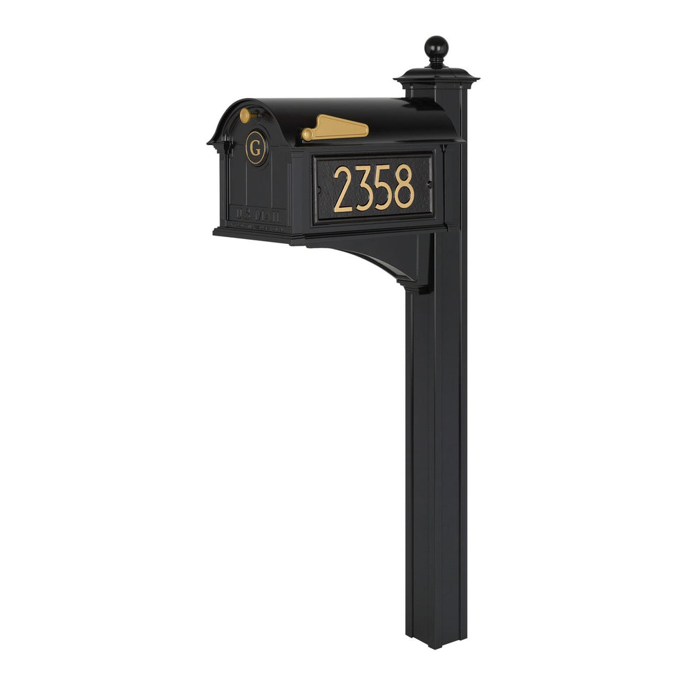 Whitehall Modern Balmoral Personalized Monogram Mailbox Package - Black/Gold