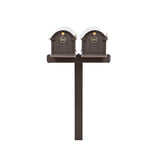 Whitehall Balmoral Duo Mount Mailbox Package with Personalized Door Medallions - Without Newspaper Boxes / Dark Bronze/Gold