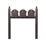 Whitehall Balmoral Triple Mount Mailbox Package with Personalized Door Medallions - Ball Finials / Without Newspaper Boxes / Dark Bronze/Gold