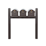 Whitehall Balmoral Triple Mount Mailbox Package with Personalized Door Medallions - Pyramid Caps / Without Newspaper Boxes / Dark Bronze/Gold