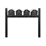 Whitehall Balmoral Quad Mount Mailbox Package with Personalized Door Medallions - Pyramid Caps / Without Newspaper Boxes / Black/Gold