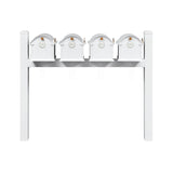 Whitehall Balmoral Quad Mount Mailbox Package with Personalized Door Medallions - Pyramid Caps / Without Newspaper Boxes / White/Gold