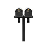 Whitehall Balmoral Duo Mount Mailbox Package with Personalized Door Medallions - With Newspaper Boxes / Black/Gold