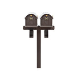 Whitehall Balmoral Duo Mount Mailbox Package with Personalized Door Medallions - With Newspaper Boxes / Dark Bronze/Gold