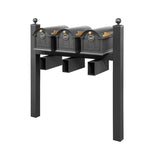 Whitehall Balmoral Triple Mount Mailbox Package with Personalized Door Medallions - Ball Finials / With Newspaper Boxes / Black/Gold