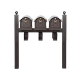 Whitehall Balmoral Triple Mount Mailbox Package with Personalized Door Medallions - Ball Finials / With Newspaper Boxes / Dark Bronze/Gold