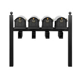 Whitehall Balmoral Quad Mount Mailbox Package with Personalized Door Medallions - Ball Finials / With Newspaper Boxes / Black/Gold