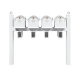Whitehall Balmoral Quad Mount Mailbox Package with Personalized Door Medallions - Ball Finials / With Newspaper Boxes / White/Gold