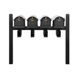 Whitehall Balmoral Quad Mount Mailbox Package with Personalized Door Medallions - Pyramid Caps / With Newspaper Boxes / Black/Gold