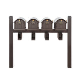 Whitehall Balmoral Quad Mount Mailbox Package with Personalized Door Medallions - Pyramid Caps / With Newspaper Boxes / Dark Bronze/Gold