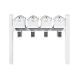 Whitehall Balmoral Quad Mount Mailbox Package with Personalized Door Medallions - Pyramid Caps / With Newspaper Boxes / White/Gold