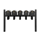 Whitehall Balmoral Quint Mount Mailbox Package with Personalized Door Medallions - Pyramid Caps / With Newspaper Boxes / Black/Gold