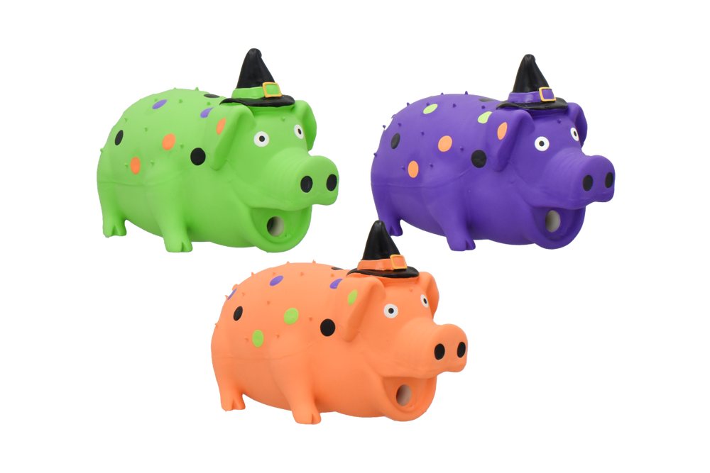 Multipet Halloween Globlet With Hat Squeaky Rubber Dog Toy, 8"