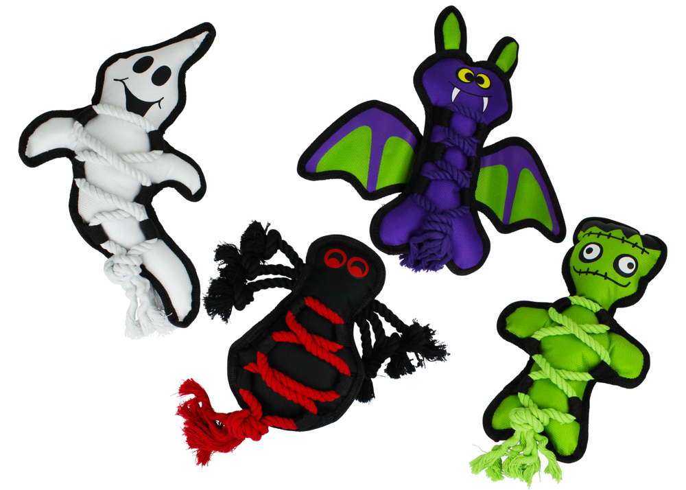 Multipet Halloween Cross-Ropes Plush Dog Toy 4-Pack