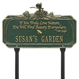 Whitehall Dragonfly Garden Quote Lawn Personalized Plaque - Green/Gold