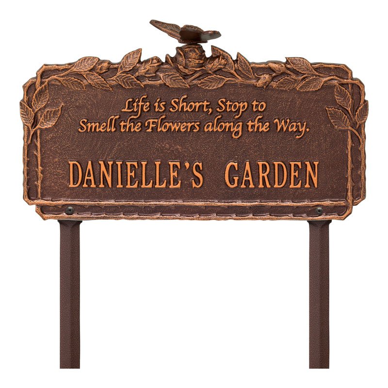 Whitehall Butterfly Rose Garden Quote Lawn Personalized Plaque - Antique Copper