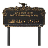 Whitehall Butterfly Rose Garden Quote Lawn Personalized Plaque - Black/Gold