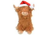 Multipet Holiday Highland Cow with Santa Hat Plush Dog Toy - 8"
