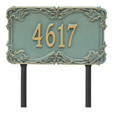 Whitehall Leroux Signature Grande Lawn 1-Line Personalized Address Plaque - Bronze/Verdi