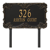 Whitehall Leroux Signature Grande Lawn 2-Line Personalized Address Plaque - Black/Gold