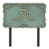 Whitehall Leroux Signature Grande Lawn 2-Line Personalized Address Plaque - Bronze/Verdi