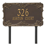 Whitehall Leroux Signature Grande Lawn 2-Line Personalized Address Plaque - Bronze/Gold