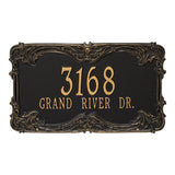 Whitehall Leroux Signature Extra Grande Wall 2-Line Personalized Address Plaque - Black/Gold