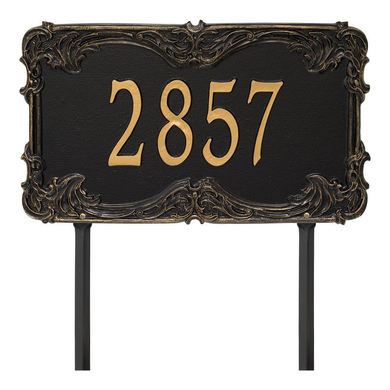 Whitehall Leroux Signature Extra Grande Lawn 1-Line Personalized Address Plaque - Black/Gold