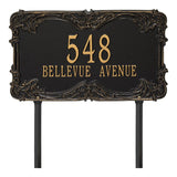 Whitehall Leroux Signature Extra Grande Lawn 2-Line Personalized Address Plaque - Black/Gold