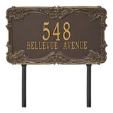 Whitehall Leroux Signature Extra Grande Lawn 2-Line Personalized Address Plaque - Bronze/Gold