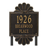 Whitehall Coquille Signature Grande Lawn 3-Line Personalized Address Plaque - Black/Gold