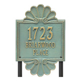 Whitehall Coquille Signature Grande Lawn 3-Line Personalized Address Plaque - Bronze/Verdi