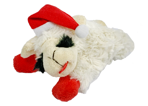 King Wholesale Multipet Holiday Lamb Chop With Santa Hat Plush Dog Toy (2 Sizes Available)